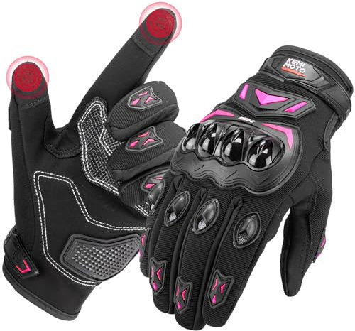 KEMIMOTO Guanti Moto Estivi, Guanti da Motociclismo Touchscreen per Uomo e Donna con Protezione Nocche Rigide, Ideali per Sport, Ciclismo, Scooter e Attività all'Aperto