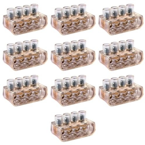 10 Morsetti forbox 4 poli, sezione 4x 6mm² 6mmq, 4 fori, morsetto per cablaggio forbox, campanelle, in policarbonato e ottone, per scatole di derivazione, 450V 41A