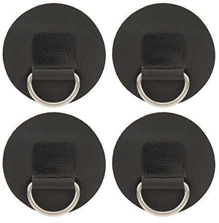 Sunicon 4pcs D Ring Patch, PVC Edelstahl Surfboard Einschicht runde Form D Ringpad für aufblasbares Bootskajakkanu schwarz