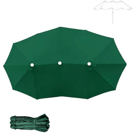 RTVGNSZSJL 460x270cm Sombrilla Doble Toldo De Repuesto 12 Varillas Grande Sombrilla De Jardín Toldo De Recambio Exterior para Patio, Piscina, Mercado(Green)