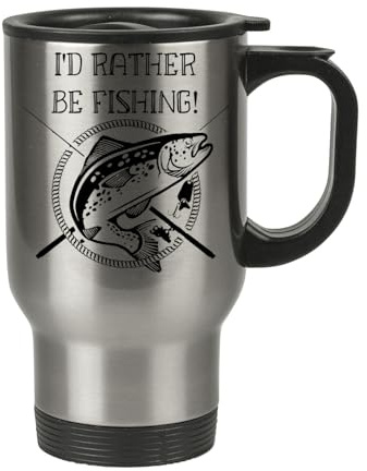 Forever Personal Designs I'd Rather Be Fishing Silver 14oz Stainless Steel Travel Mug