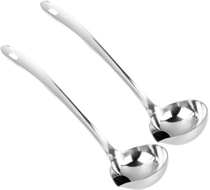 ELAYARD Lot De 2 Louches À Soupe En Inoxydable Avec Bec Verseur Séparateur De Graisse Pour Cuisson Cuillère Écumoire Ustensiles De Cuisine Pour Maison Restaurant Pique-