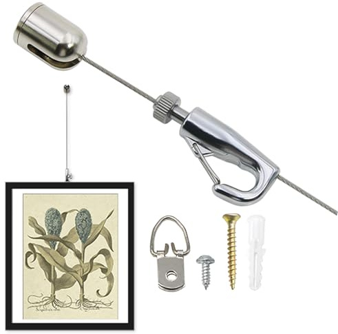 bilderschiene aufhängesystem Verstellbares Bilderaufhängeset aus Kupfer mit Haken und Draht, robustes Aufhängesystem für Kunstwerke, Tragkraft 15 kg/33 lbs (Galerieaufhänger)(WIRE 1.5m/4.9ft L)