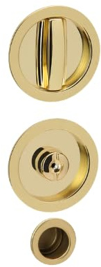Brackle Kit Serratura per Porte Scorrevoli - Cromo Satinato e Oro, Quadrato e Tondo, Alta Qualità e Design Moderno (Ottone Lucido, Tondo)