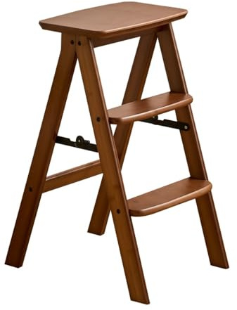 3-stufiger klappbarer Tritthocker – Rutschfester Faltbarer Holzhocker für Küche, Bar, Zuhause, Bibliothek, Camping – Vielseitig einsetzbar im Innen- und Außenbereich