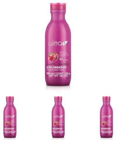 ALEA – Shampoo für Coloriertes Haar – Colored Line – 500 ml – mit Granatapfelextrakt – Erhält die Haarfarbe Länger – Sulfat- und Parabenfrei (Packung mit 4)