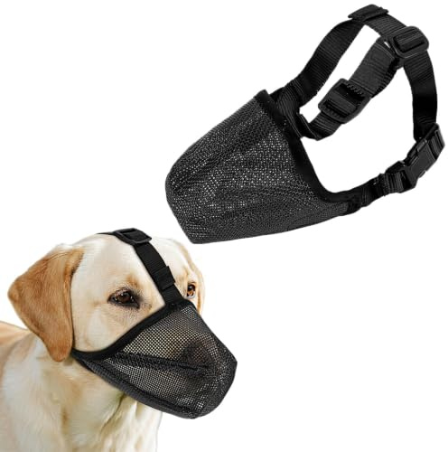 MOTIBACK Hundemaulkorb Schwarz, Atmungsaktiver Maulkorb (XL) | Verstellbarer Weicher Maulkorb für Hunde zum Verhindern von Beißen und Kauen, Ermöglicht Hecheln