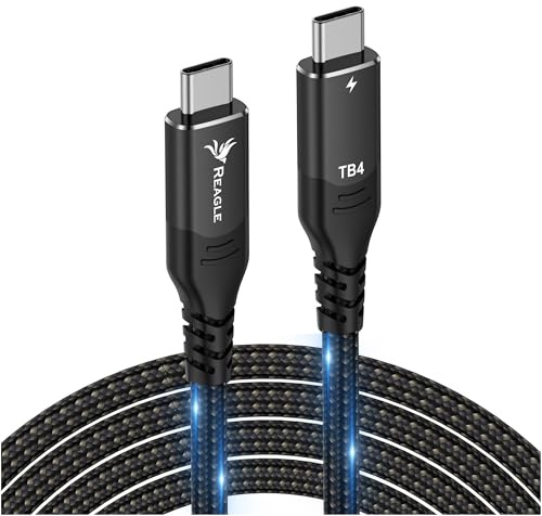 Reagle Cable Thunderbolt 4 USB-C A USB-C 3M, 40 Gbit/s, Power Delivery 100 W, 8K 60 Hz, 4K 120 Hz, Compatible Con MacBook Pro/Air, iPhone 17/16, iMac, USB4, Thunderbolt 3, Pantalla, Dock, SSD