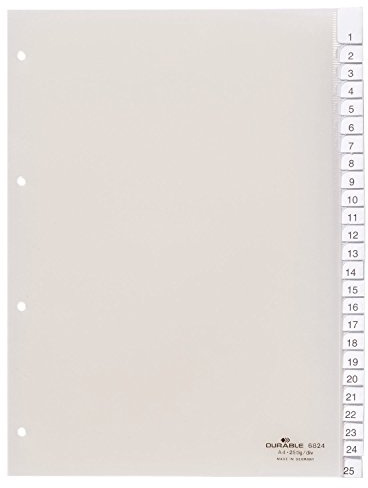 Durable Register A4 mit umschweißten Taben, 25tlg., 1 Stück, transparent, 682419