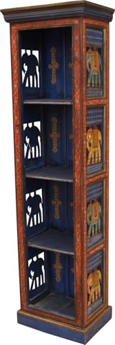 GURU SHOP Handbemaltes Bücherregal mit Metall Verzierungen - Modell 2, 183x53x31 cm