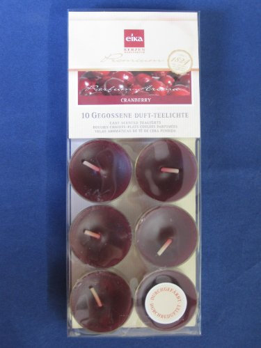 Duftteelicht - Cranberry - in transparentem PE-Cup - Durchmesser: 3,8 x 1,8 cm - 10 Stück/Paket - Brenndauer: ca. 4 Stunden