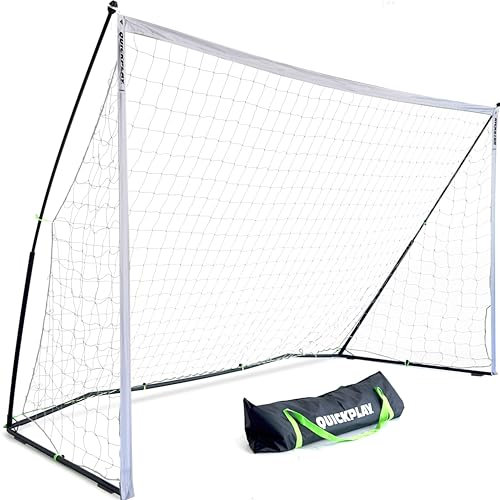 QUICKPLAY Kickster Elite Fußballtore 360 x 180 cm – Ultra Tragbar Innerhalb und Draussen Fußballtor | Verfügt über eine gewichtete Basis [einzelnes Fußballtor]