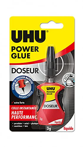 UHU Power glue liquido dosatore - colla istantanea, ultra veloce e forte, dosaggio preciso, senza solventi, trasparente, tubo 3g