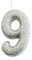 Anniversary House Metallic Silver Glitter Candle, Number 9, 9th Birthday Cake Topper, 7 Centimeters, AHC40/9