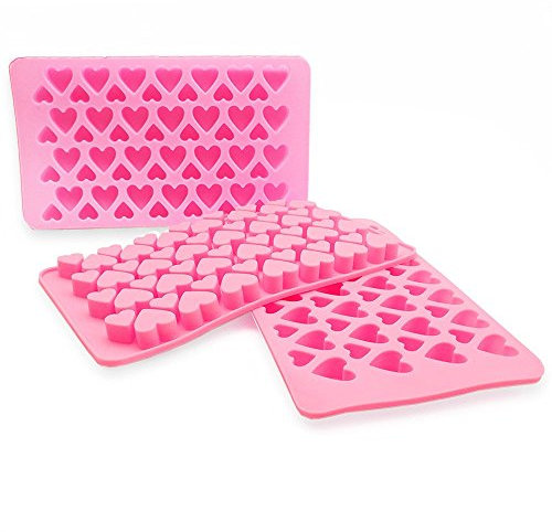 3 pièces Moule à Glace Bonbons, CNYMANY Silicone Bacs à Glaçons Forme de Mini Coeur Friandises Boule de Gomme Gelée Chocolat Moule - Rose