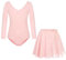 FONLAM Mädchen Ballettkleid Balletttrikot Langarm Tanzkleid Tanzbody Ballettrock Chiffon Tutu Kinder Ballettanzug Baumwolle (11-12 Jahre, Rosa)