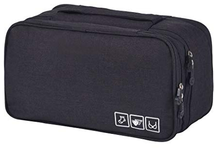 Almacenamiento a prueba de agua bolsa de viaje Organizador para los sujetadores, ropa interior, artículos, etc. Accessorios de viaje(Black)