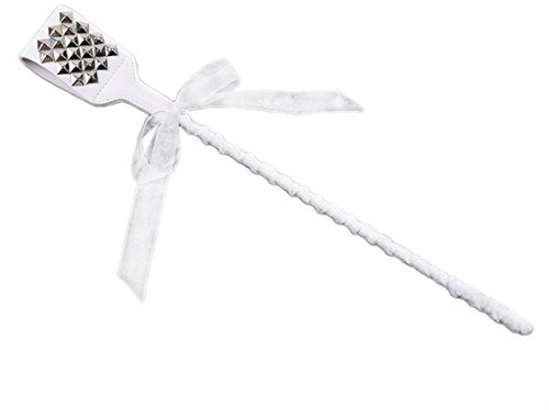 Yangver Weiß Gerten Pferd Peitsche Leder Lang Paddel Peitsche mit Weiße Nieten,Reitpeitsche Reitgerte Cosplay SM Bondage Sexspielzeug Kostüm Zubehör für Erwachsene