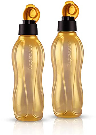 Tupperware Plastic Water Bottle, 750ml, Set of 2, Golden.