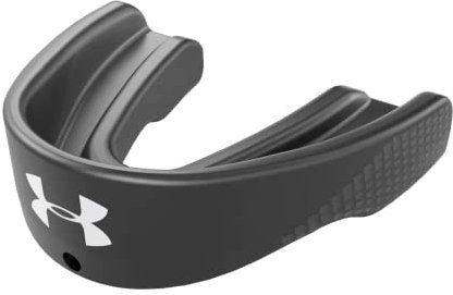 Under Armour Protezione per bocca sportiva per calcio, lacrosse, basket, hockey, boxe, MMA, Jiu Jitsu, include fascia per casco rimovibile, per ragazzi e adulti, colore: nero