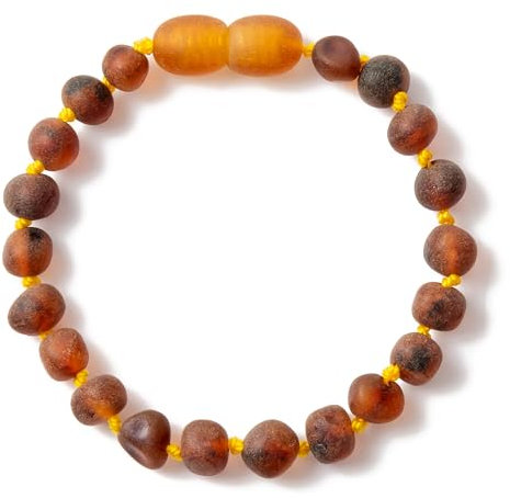 ZHAOXIA Ambre Bracelet/Cheville(Unisex)(Cognac Raw) - 16cm - 100% Plus Haute Qualite Certifie l'Ambre la Baltique Authentique Bracelet