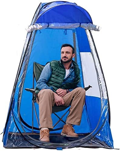 Cover Sports Shelter Weather Tent Pop Up Pod Single Person Portable Tent Rainproof & Windproof Double Doors Sports Privacy Shower Tent for Camping, Biking, Toilet, Shower, Beach Changing (Blue)