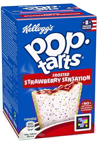Kellogg's Pop Tarts Frosted Strawberry Sensation (8 Stk.) – süßer Snack für den Toaster – gefüllte Mini Cakes mit leckerem Erdbeer-Apfel-Geschmack – heiß oder kalt ein Genuss