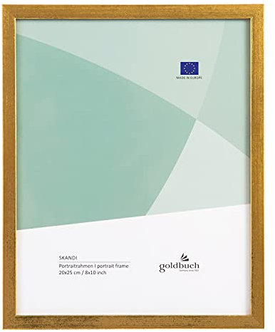 goldbuch Bilderrahmen Skandi 20x25 cm, Einzelrahmen aus Echt Holz, Portraitrahmen zum Stellen, Holzrahmen mit Wandhalterung, Foto Rahmen, Frame Gold