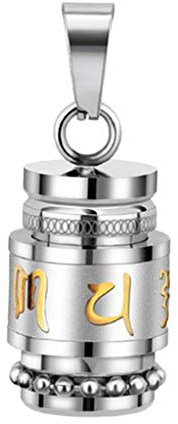 HomeDecTime Collier Pendentif Bouddha Pendentif Bouddhiste Mantra Prière Bouteille Collier - Argent