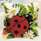 SHANGHh 3D Pillow Latch Hook Embroidery Kits DIY Pillow Materials Package Crocheting Rug Yarn Cushion Embroidery Set fit for Beginners Embroidery Kit Pillowcase Cushion (Ladybug)