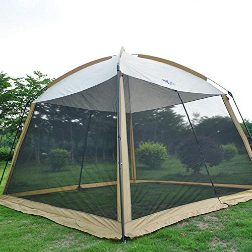 hdfj12142 330 * 330 * 245CM Gazebo Grande Sun Shelter Construcción de Poste de Acero Estable, con mosquitera Carpas de Camping Transpirables para Jardines-marrón
