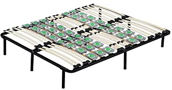 i-flair Metallbett Tellerlattenrost 200x200 cm auf Füßen, Gästebett Ergo IF55 mit Tellerfedern und Stauraum - für alle Matratzen und Betten geeignet