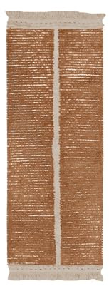 Lorena Canals waschbarer Wendeteppich Duetto in Toffee/Natur. Zwei Designs in einem. Handgefertigt in Flurform mit natürlicher kurzfloriger Baumwolle und ungiftigen Farbstoffen-Größe:80x230cm