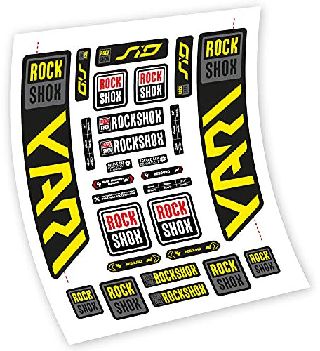 Pegatinas en vinilo adhesivo compatibles con horquilla Rock Shox Yari 2021 (Amarillo Normal)