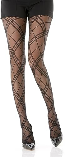 Gi&Gi Collants pour femme Velati fantaisie losanges avec pieds invisibles 40 deniers Made in Italy n°1609