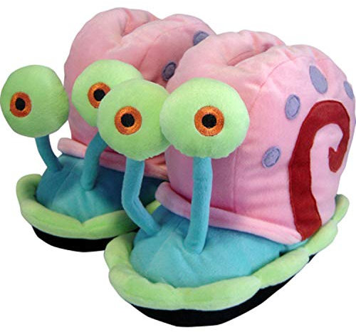 United Labels SpongeBob Schwammkopf 3D Hausschuhe Plüsch Gary, Bunt, 44/46, Pantoffeln mit Anti Rutsch Noppen, Slipper