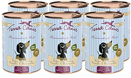 Terra Canis Huhn mit Kürbis, Welpen Nassfutter für Hunde, 6x400g | 100% Lebensmittelqualität aller Rohstoffe, mit frischem Fleisch, ideal für das Wachstum, getreide- und glutenfrei