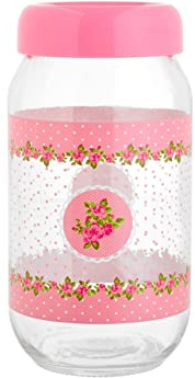 Home Dekoro Vorratsdose mit Deckel aus Kunststoff, Glas, Rosa, 1 l, Medium