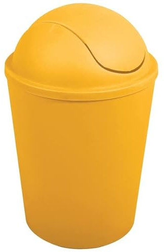 PAPELERA DE PLASTICO, CUBO DE BASURA REDONDO CON TAPA OSCILANTE AKO 5,5L AZAFRAN