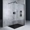 Mai & Mai Paroi de Douche 60x200 Douche à L'italienne Transparent avec Bande Opaque Profilé Noir BR2MS Pare-douche en Verre Trempé 10mm Revêtement Nano Easy Clean