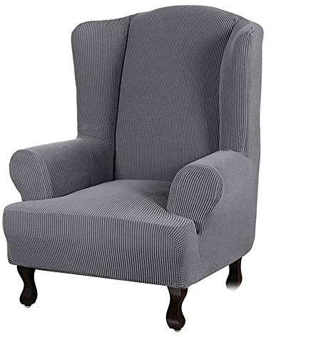 YOPOIY Wasserdicht Ohrensessel Überzug 1 Stück Super Stretch Super Soft Stilvoll Husse für Ohrensessel Maschinenwaschbare Rutschfestigkeit -hellgrau-
