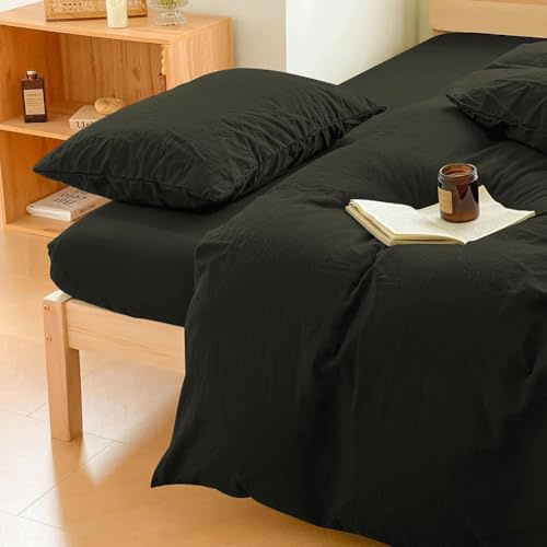 100% Washed Cotton Weighted Blanket Cover, Linen Feel Duvet Cover for Weighted Blanket 88x104, Plain Simple Cotton Heavy Blanket Duvet Cover (Olive Green, 88x104)