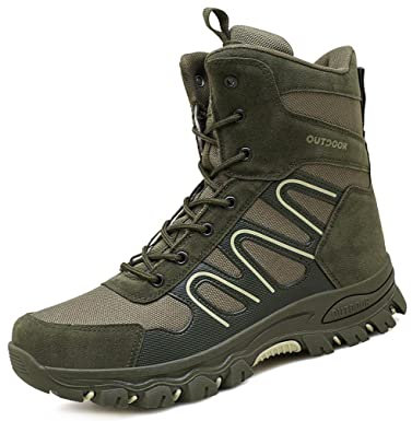 IYVW A07 Armee Bundeswehr Combat Militärstiefel Reißverschluss Einsatzstiefel Boots Grün 41EU