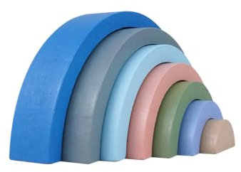 Okarie's Montessori Regenbogen Spielzeug Holz 7-Teilig Motorikspielzeug Stapelspielzeug Kinderspielzeug ab 1 2 3 Jahren (Pastell)