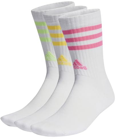 adidas Chaussettes Crew, Blanc/rose Lucide/blanc/étincelle, L