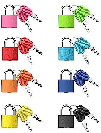 8 Piezas Candado Colores con Llave, Mini Cerradura de Maleta, Pequeño Cerraduras de Equipaje para Mochilas, para Equipaje Bolsas de Viaje Maletas