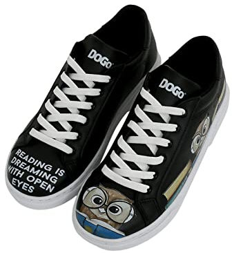 DOGO Ace Sneakers - The Wise Owl Black- Vegane Atmungsaktive Bunte Damen Sneaker
