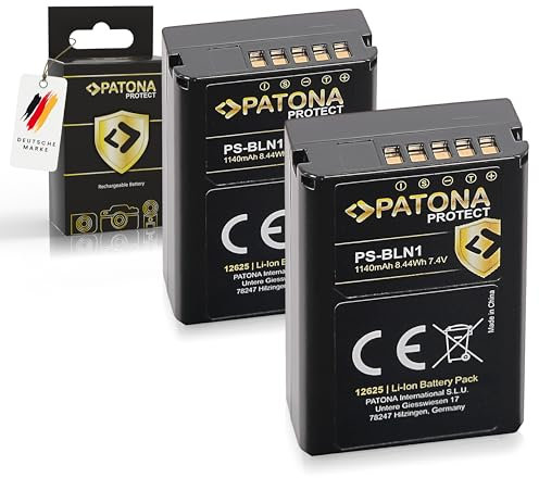 PATONA 2X Protect PS-BLN-1 Akku 1140mAh Ersatzakku kompatibel mit Olympus OMD OM-D E-M1 EM1 E-M5 EM5 E-M5 Mark II Pen E-P5 EP5 Pen F Stylus XZ-2 XZ2 PSBLN1 BLN 1 BLN1 BL-N1