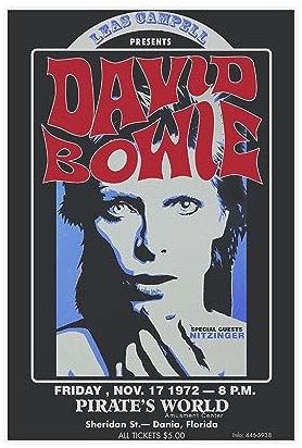 VOLBOZ David Bowie 1972 Piraten World Friday Night Tour Wandkunst-Deco-Poster, Leinwand-Poster, Wandkunst, Dekordruck, Bild, Gemälde für Wohnzimmer, Schlafzimmer, Dekoration, ungerahmt, 40 x 60 cm