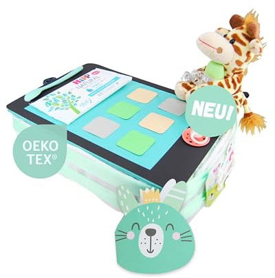 Windeltorte ® Tablet [BUSINESS - HUSTLE MODE] - Jungen & Mädchen - Neutral Unisex - Geschenk zur Geburt - Babyparty - Baby - Babyshower - Pullerparty - Babyartikel - Babyartikel - Stofftier - Torte